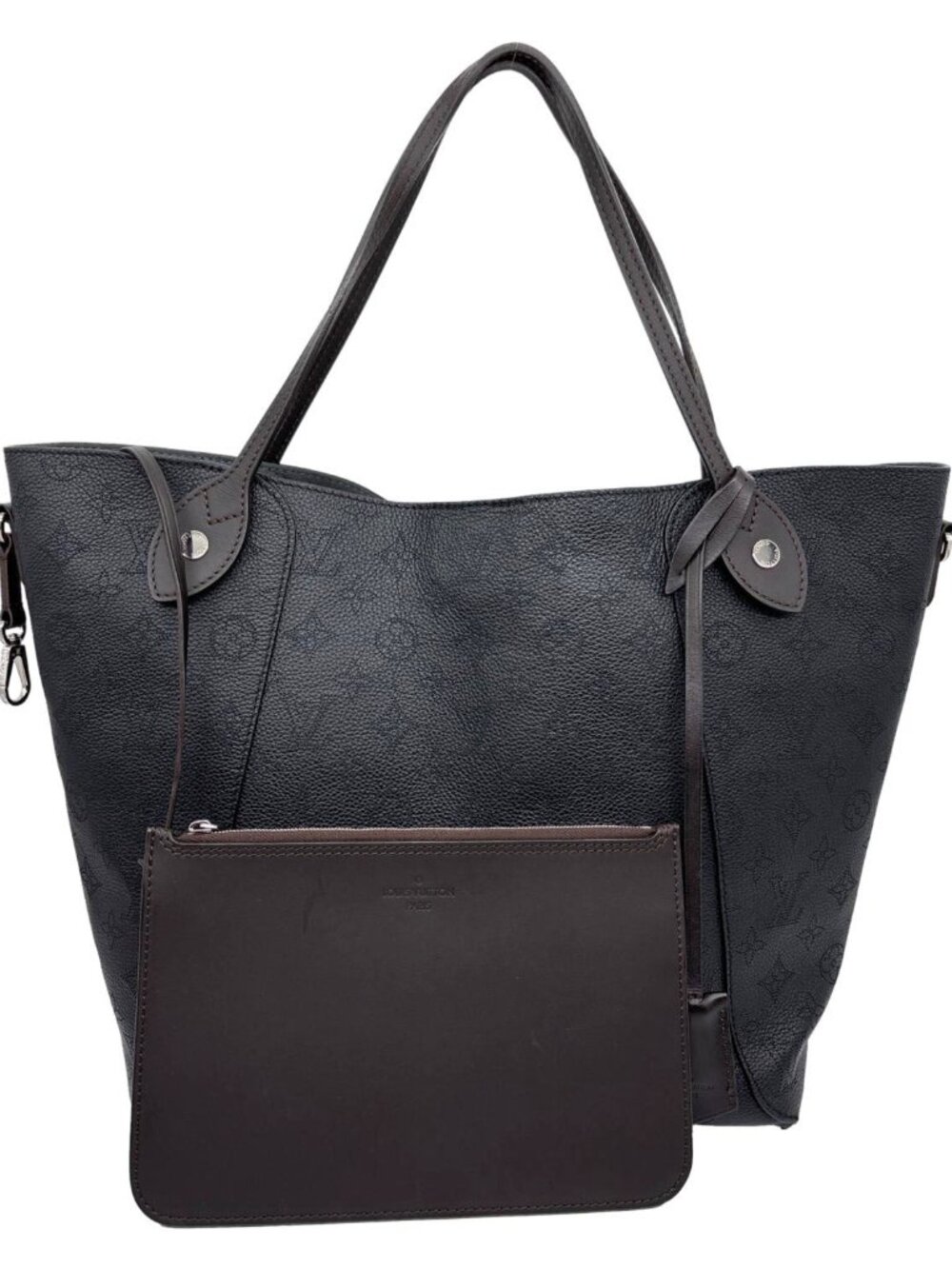 Louis Vuitton Hina MM Mahina Leather Tote Shoulder Bag Black